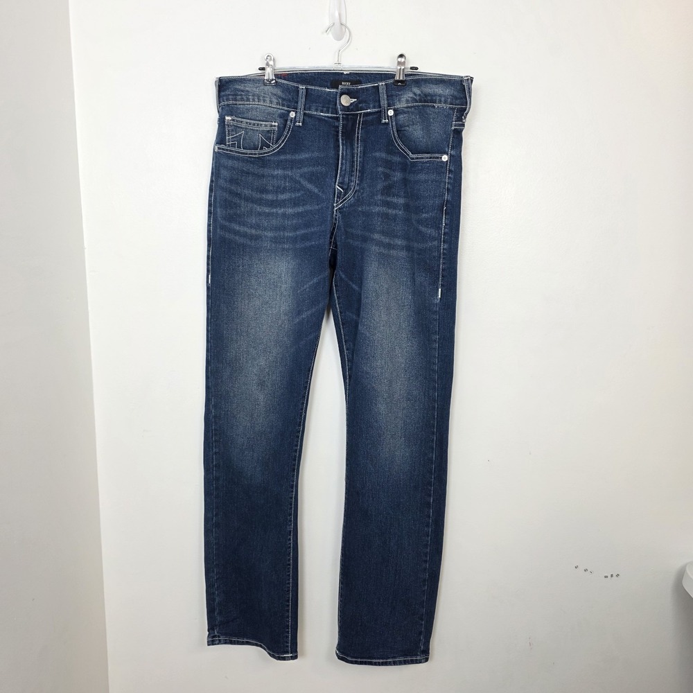 True Religion Medium Wash Whiskers Ricky Relaxed‎ Straight Jeans Size 34